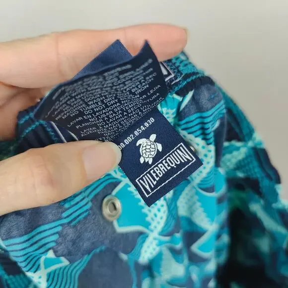 Vilebrequin Swim Shorts Mens XXXL Blue Geometric Print Swim Trunks Beach Summer